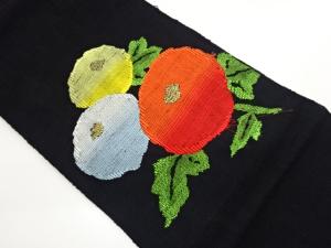 手織り紬万寿菊模様織出し名古屋帯